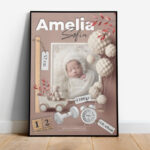 Tablou personalizat cu poza bebelușului Newborn Baby Girl