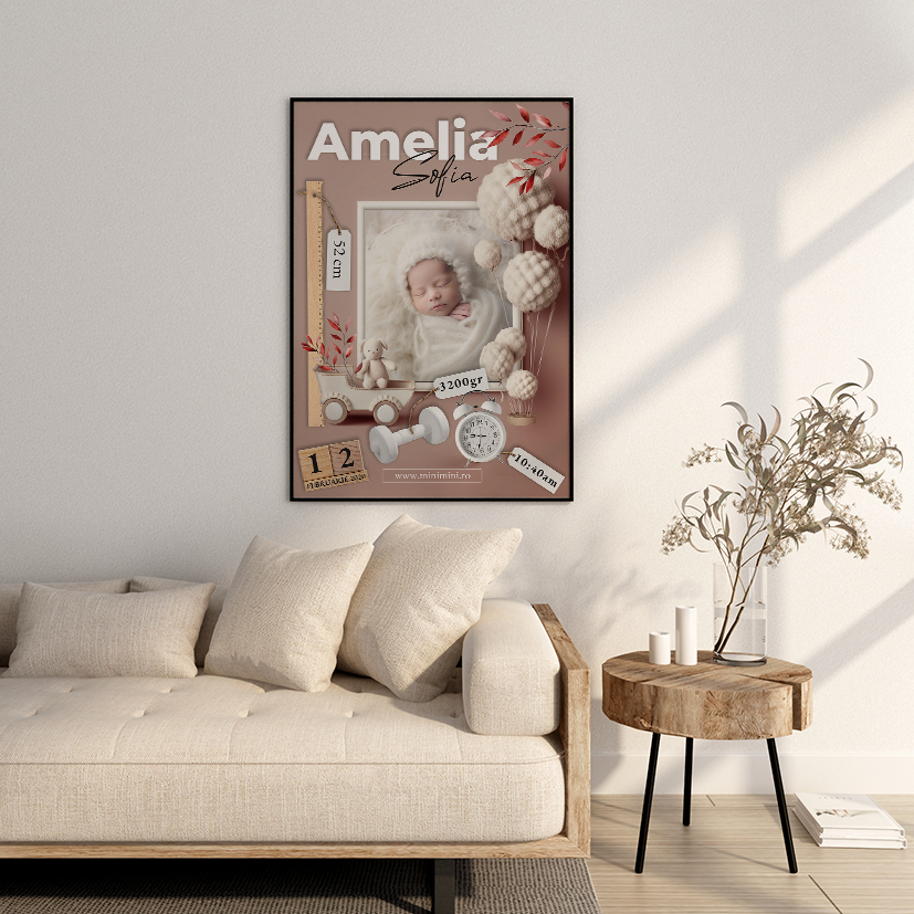 Tablou personalizat cu poza bebelușului Newborn Baby Girl - Image 3