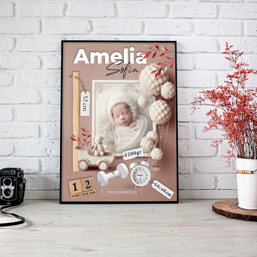 Tablou personalizat cu poza bebelușului Newborn Baby Girl - Image 2