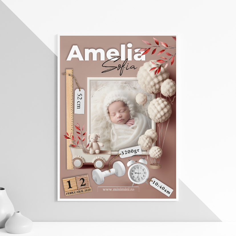 Tablou personalizat cu poza bebelușului Newborn Baby Girl - Image 5