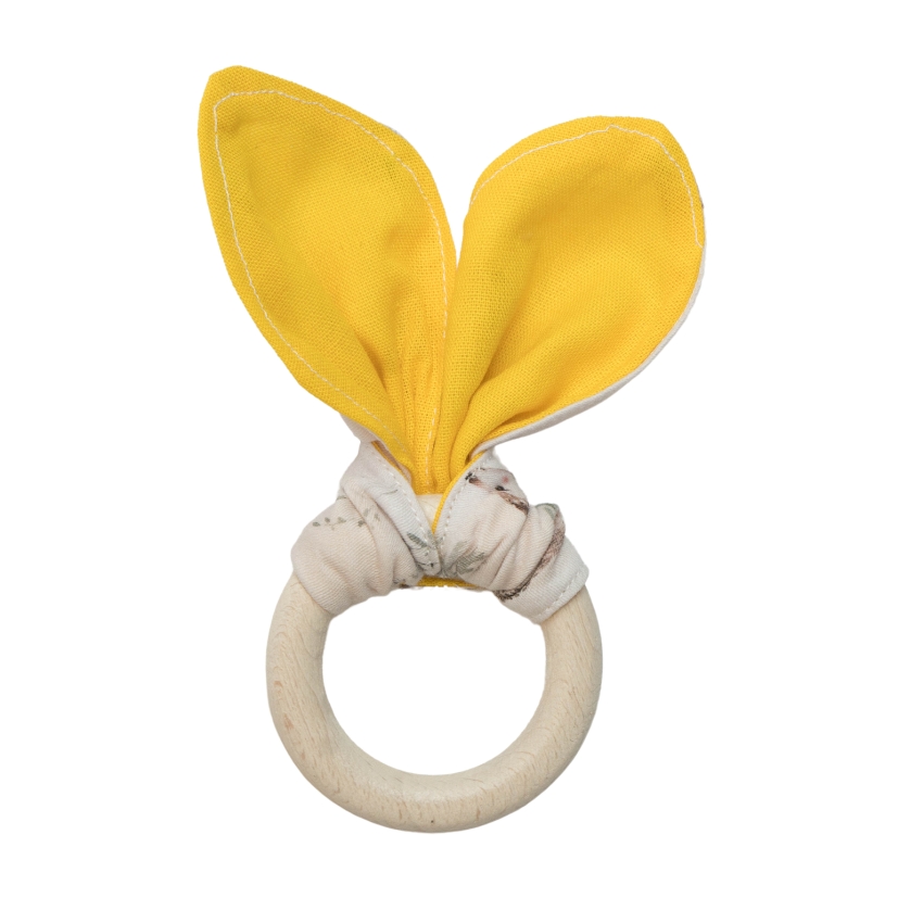 Inel dentiție din lemn și bumbac organic "Animale" - Image 4