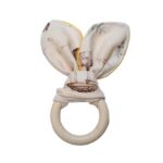 Inel dentiție din lemn și bumbac organic "Animale"