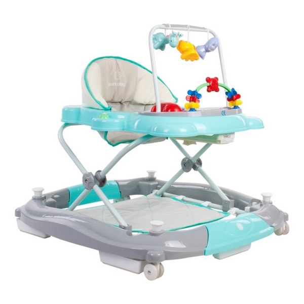 Premergător Sun Baby Pisicuță 021 cu funcție de balansoar - Turquoise Grey