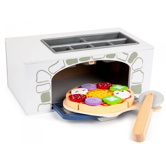 Cuptor pentru pizza din lemn + accesorii pentru bucătărie și alimente Ecotoys 4333 - Image 3