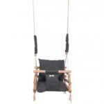 Leagăn 3 în 1 cu cadru din lemn cu pernă moale Ecotoys 363620 - Gri