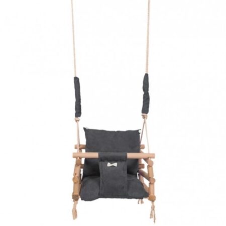 Leagăn 3 în 1 cu cadru din lemn cu pernă moale Ecotoys 363620 - Gri