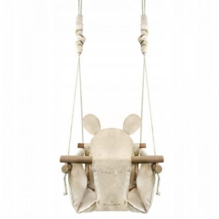 Leagăn 3 în 1 cu cadru din lemn cu pernă moale Ecotoys 363620 - Alb