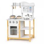 Bucătărie din lemn Ecotoys cu accesorii TK040A - Alb cu natur