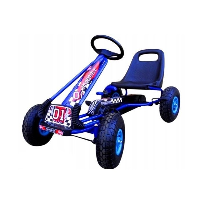 Kart cu pedale Gokart, 3-7 ani, roti gonflabile, G1 R-Sport - Albastru