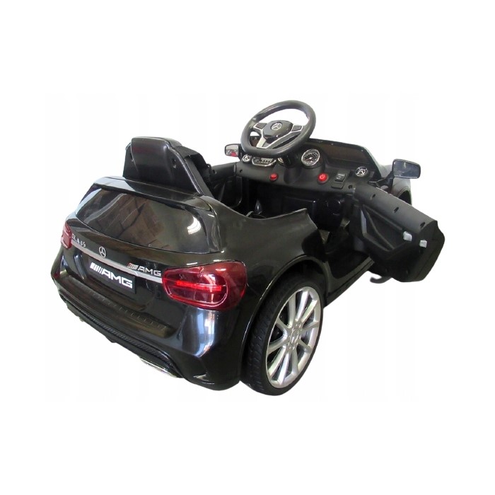 Mașinuță electrică cu telecomandă, roți EVA, scaun piele Mercedes GLA45 - Negru - Image 4