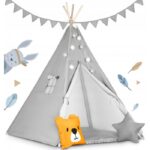 Cort de joacă pentru copii cu ghirlandă și lumini Ricokids 120 X 120 X 165 Cm - Gri