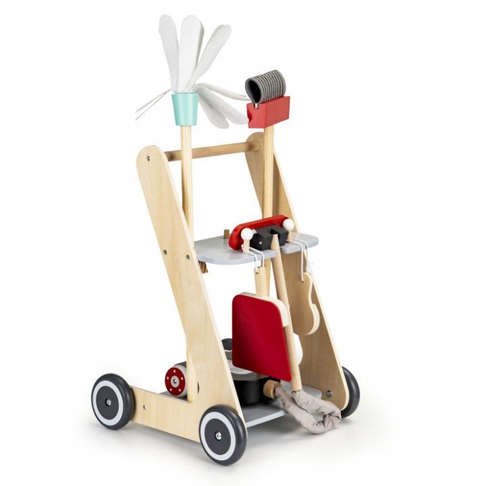 Antemergător din lemn XXL cu aspirator și elemente pentru curățenie Ecotoys 4404 - Image 3