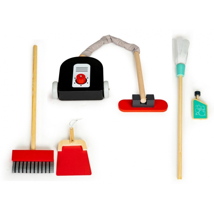 Antemergător din lemn XXL cu aspirator și elemente pentru curățenie Ecotoys 4404 - Image 7