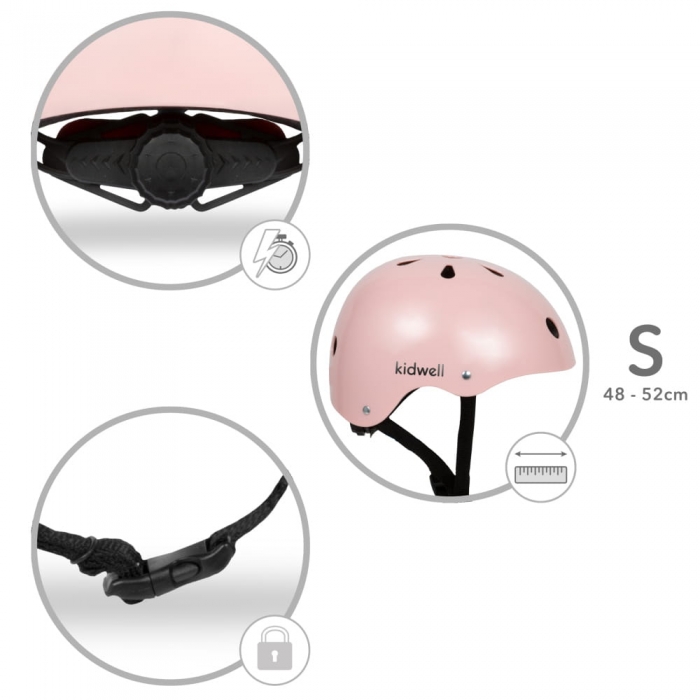 Cască de protecție pentru copii reglabilă din ABS și EPS, mărime S, 48 - 52 cm, Kidwell ORIX - Roz - Image 3