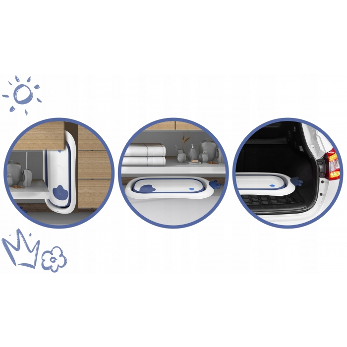 Cădiță de baie cu dop de scurgere si pernita inclusa Ricokids RK-280 - Albastru - Image 5