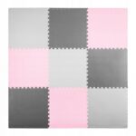 Saltea de joacă tip puzzle 180 X 180 cm Ricokids 7498 - Roz - Gri