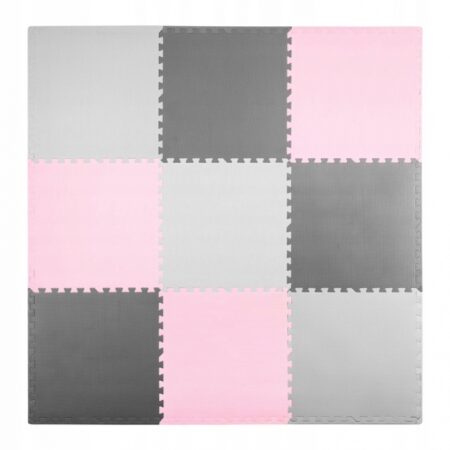 Saltea de joacă tip puzzle 180 X 180 cm Ricokids 7498 - Roz - Gri
