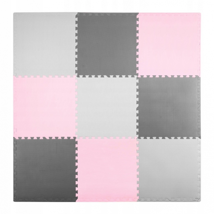 Saltea de joacă tip puzzle 180 X 180 cm Ricokids 7498 - Roz - Gri