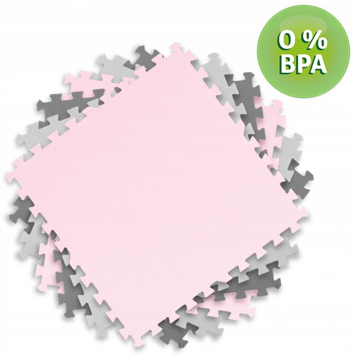 Saltea de joacă tip puzzle 180 X 180 cm Ricokids 7498 - Roz - Gri - Image 3