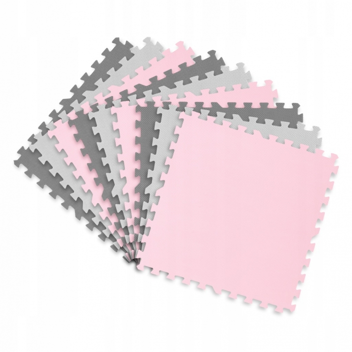 Saltea de joacă tip puzzle 180 X 180 cm Ricokids 7498 - Roz - Gri - Image 2