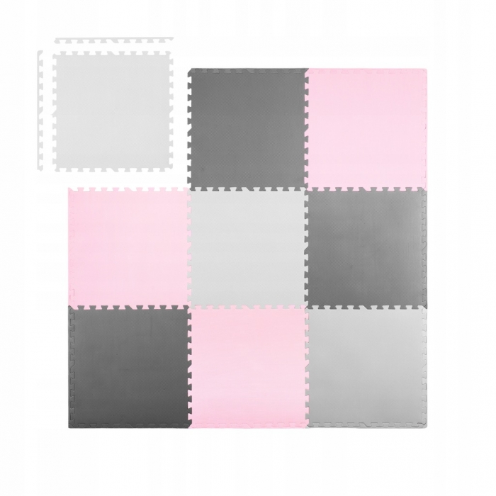 Saltea de joacă tip puzzle 180 X 180 cm Ricokids 7498 - Roz - Gri - Image 5