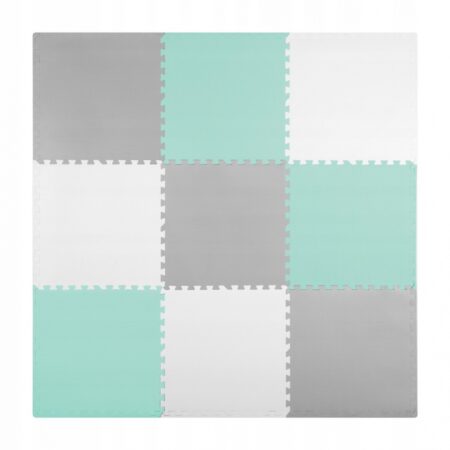 Saltea de joacă tip puzzle 180 X 180 cm Ricokids 7499 - Turcoaz - Gri