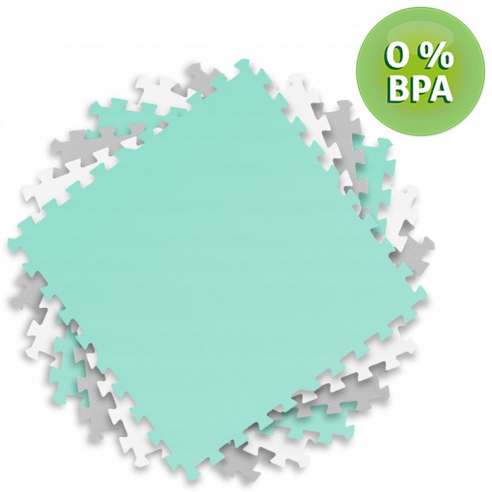 Saltea de joacă tip puzzle 180 X 180 cm Ricokids 7499 - Turcoaz - Gri - Image 2