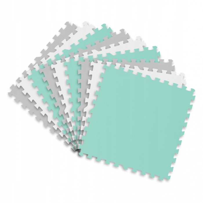 Saltea de joacă tip puzzle 180 X 180 cm Ricokids 7499 - Turcoaz - Gri - Image 4