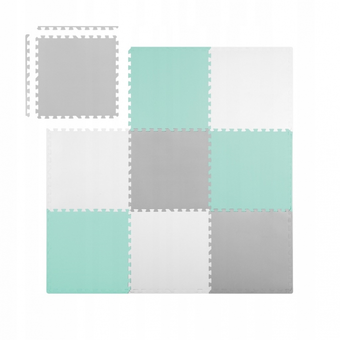 Saltea de joacă tip puzzle 180 X 180 cm Ricokids 7499 - Turcoaz - Gri - Image 5
