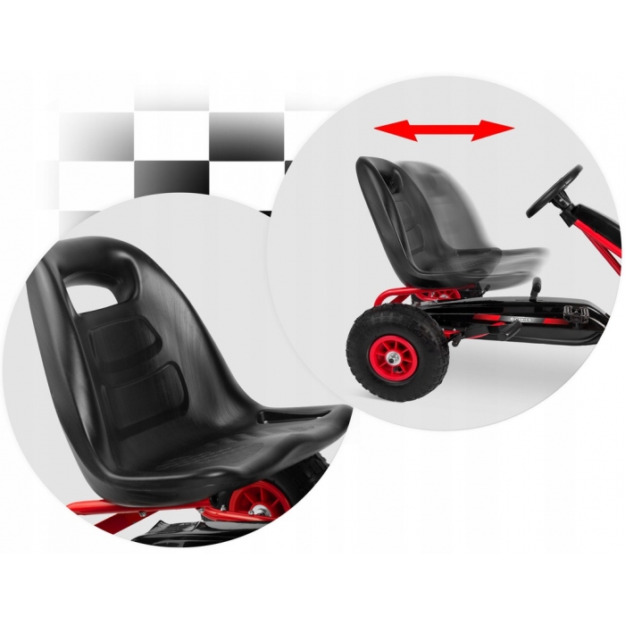 Kart cu pedale și roți gonflabile, Gokart RK-590, Ricokids 759001, Roșu - Image 3