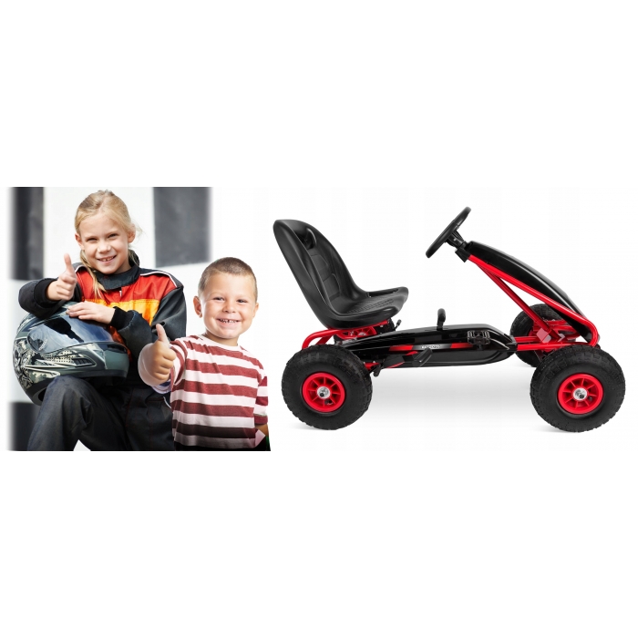 Kart cu pedale și roți gonflabile, Gokart RK-590, Ricokids 759001, Roșu - Image 4
