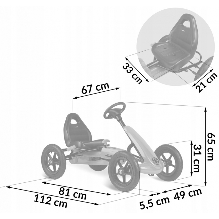 Kart cu pedale și roți gonflabile, Gokart RK-592 Ricokids 759200, Albastru - Image 11