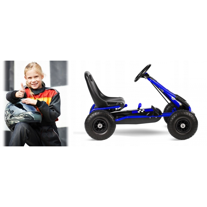Kart cu pedale și roți gonflabile, Gokart RK-594, Ricokids 759400, Albastru - Image 4