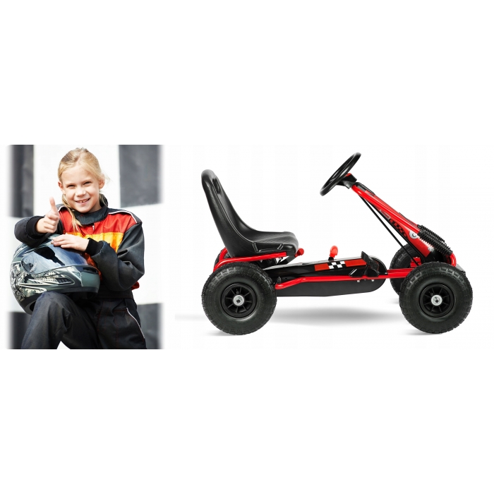 Kart cu pedale și roți gonflabile, Gokart RK-594 Ricokids 759401, Roșu - Image 4