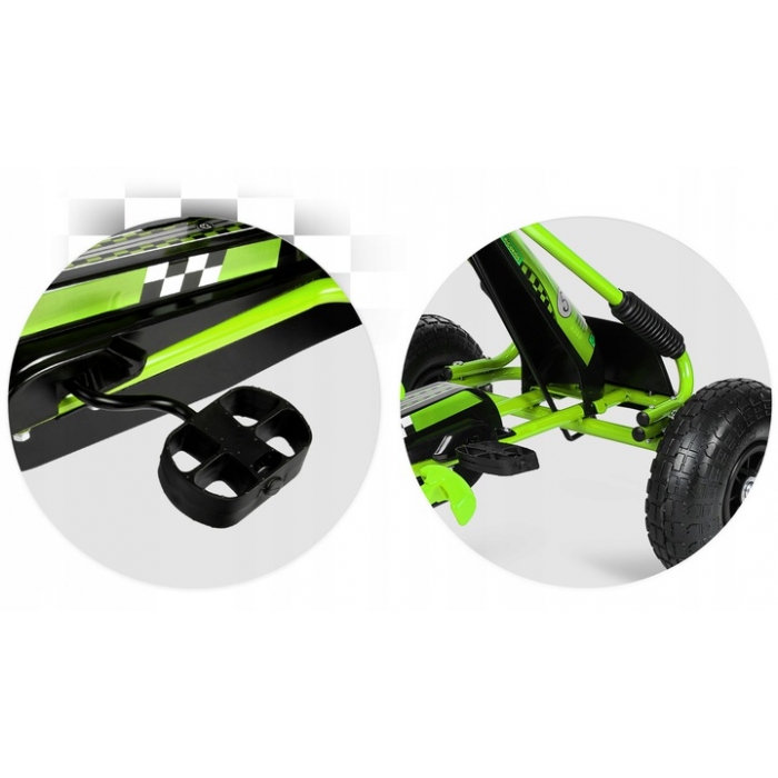 Kart cu pedale și roți gonflabile, Gokart RK-594, Ricokids 759402, Verde - Image 6