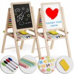 Tablă educaționala cu două fețe și accesorii Ricokids RK-803, 66 x 45 x 32 cm, Natur