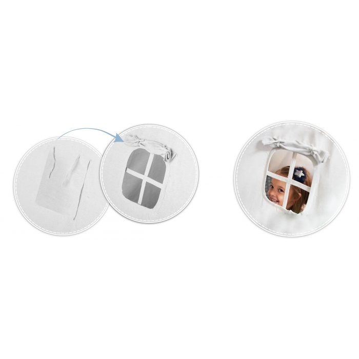 Cort de joacă pentru copii cu ghirlandă, 3 pernițe și lampă LED lună, Ricokids 740400, 120 X 120 X 165 cm - Gri - Image 5