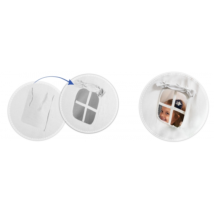 Cort de joacă pentru copii cu ghirlandă, 3 pernițe și lampă LED luna, Ricokids 740404, 120 X 120 X 165 cm - Bleumarin - Image 6