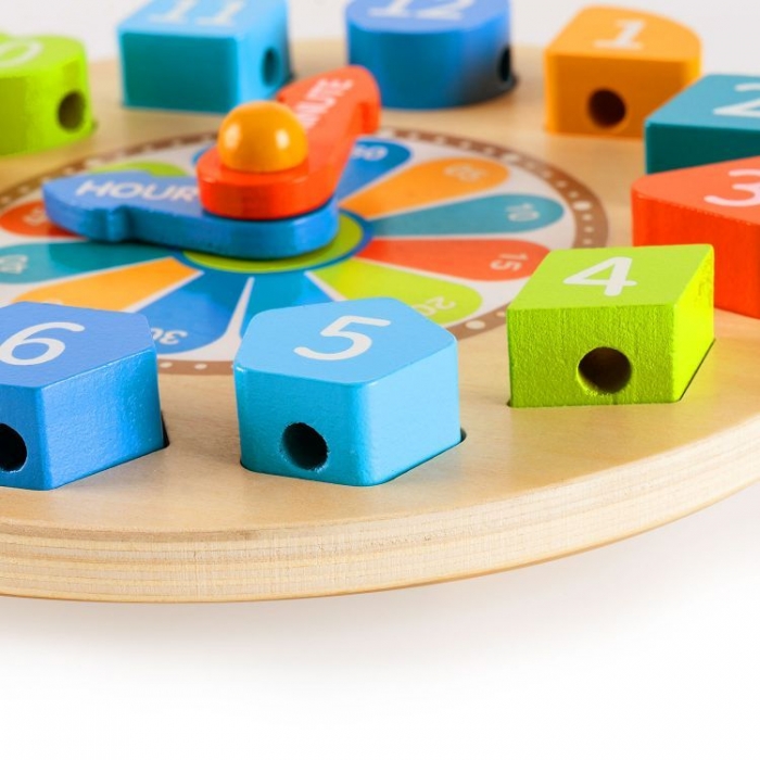 Jucărie educativă din lemn 3 în 1 tip ceas Ecotoys PH05I006 - Image 3