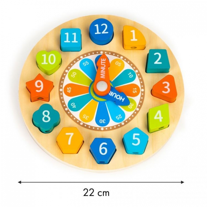 Jucărie educativă din lemn 3 în 1 tip ceas Ecotoys PH05I006 - Image 4