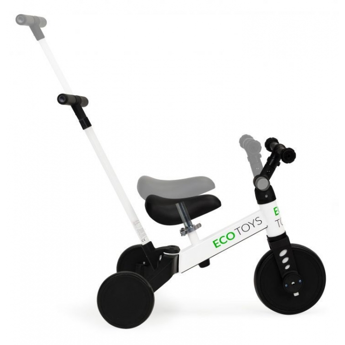 Tricicletă 2 în 1 cu pedale și maner Ecotoys YM-BT-6 - Alb