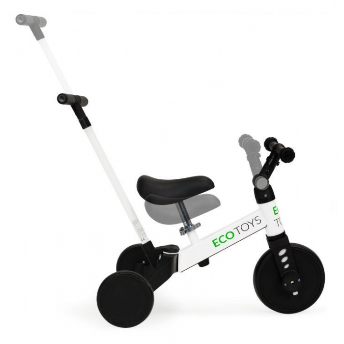 Tricicletă 2 în 1 cu pedale și maner Ecotoys YM-BT-6 - Alb - Image 7