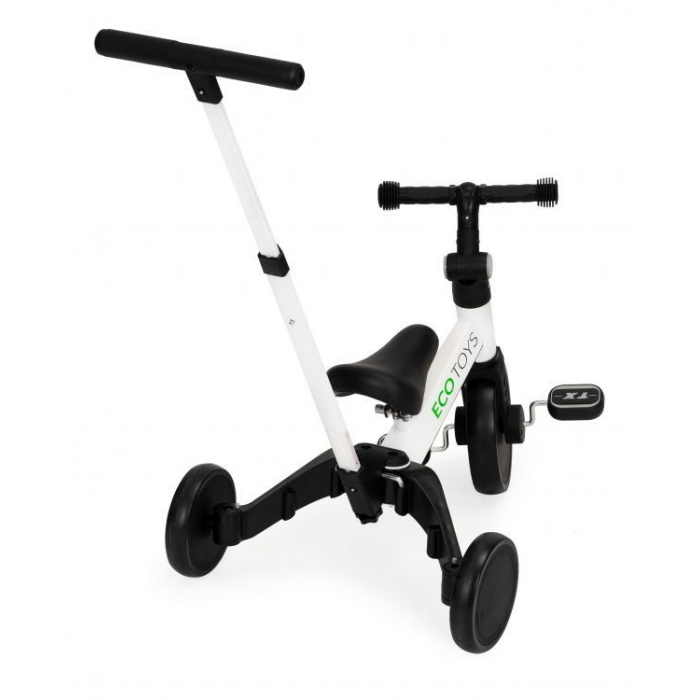 Tricicletă 2 în 1 cu pedale și maner Ecotoys YM-BT-6 - Alb - Image 5