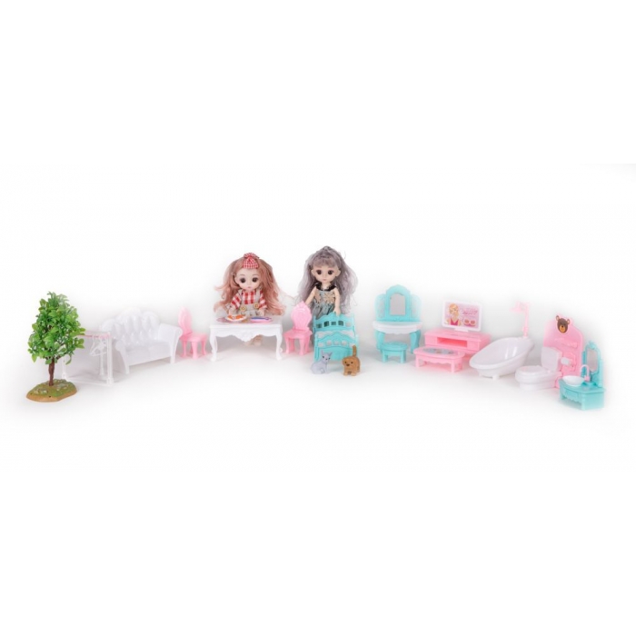 Căsuță pentru păpuși pliabilă cu mobilier și LED-uri Ecotoys HC507647 - Image 4