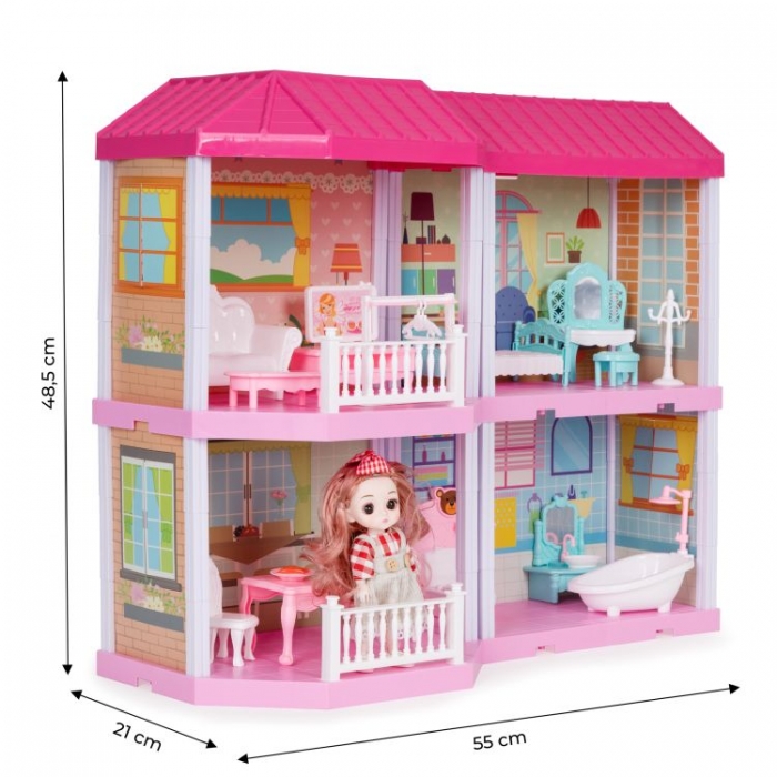 Căsuța pentru păpuși cu mobilier si LED-uri Ecotoys HC507651 - Image 4