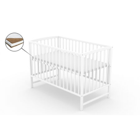 Pat fără sertar VESSANTI ARES - Alb + Saltea Cocos
