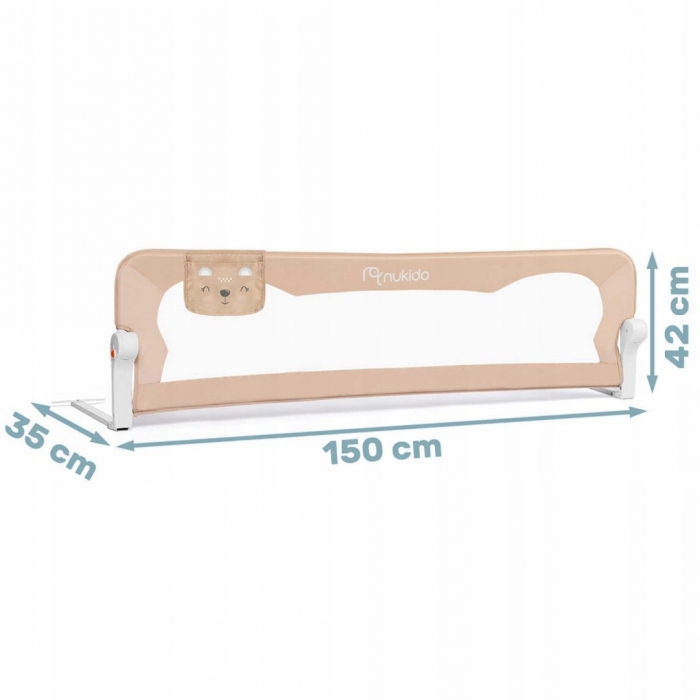 Barieră de protecție pentru pat 150 x 35 x 42 cm Nukido 722201 - Bej - Image 5