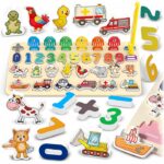 Tablă educativă din lemn cu cifre, animale și vehicule Ricokids 781400