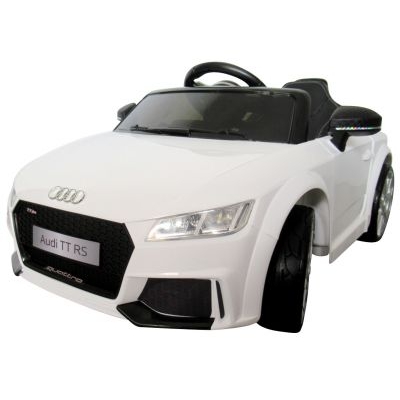 Mașinuță electrică cu telecomandă, roți EVA, scaun piele Audi TT R-Sport - Alb - Image 2