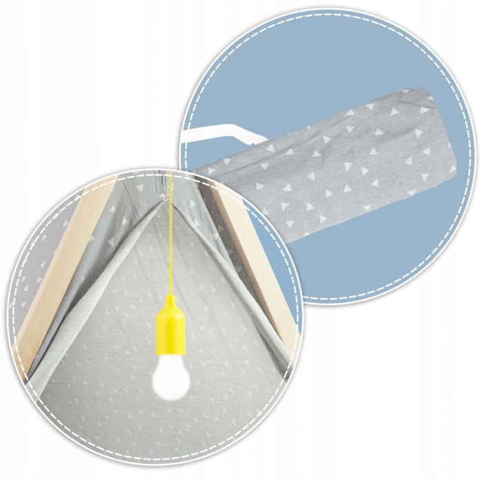 Cort de joacă pentru copii cu lampă și 2 pernițe Nukido 107 x 116 x 110 cm - Gri - Image 4